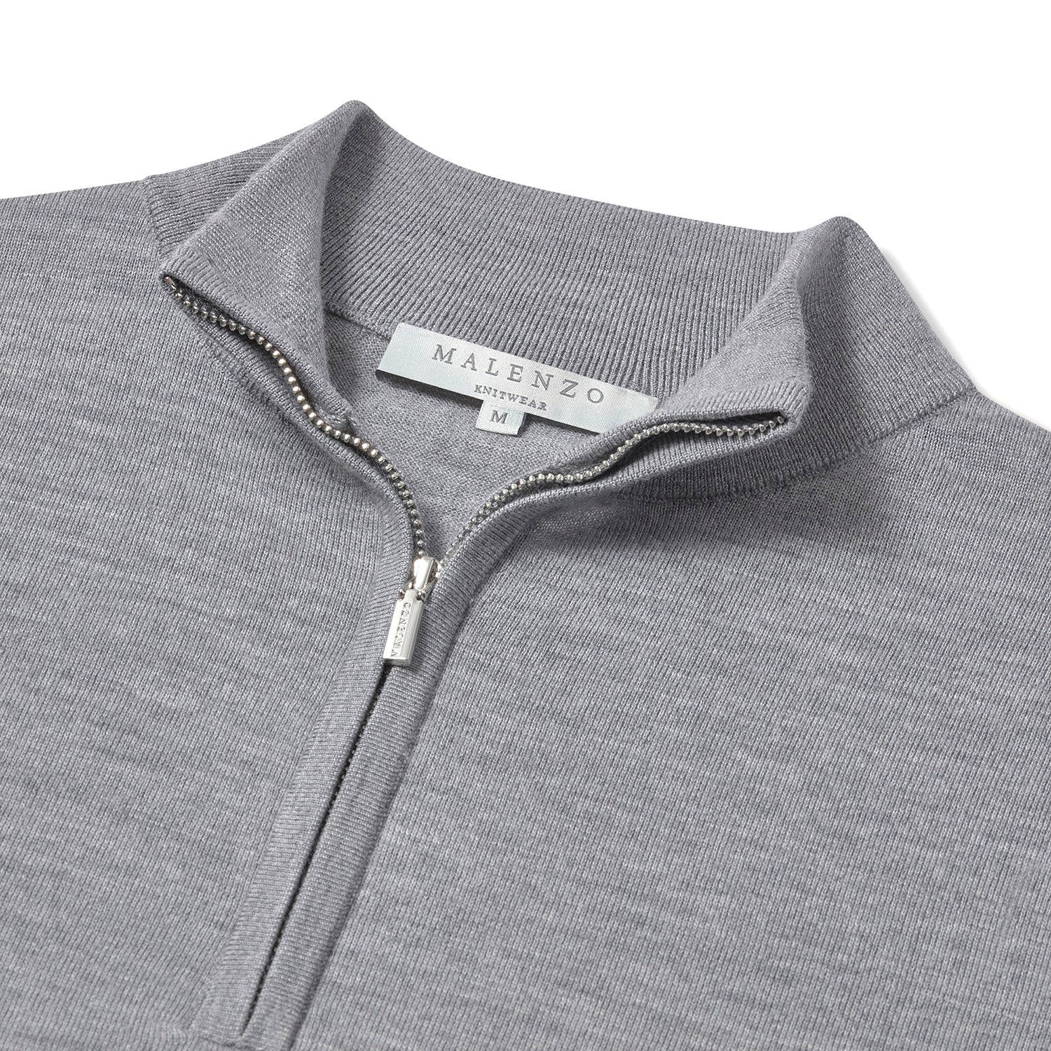 Slim Fit ‘Amalfi’ 1/4 Zip Pullover In Silver Marl