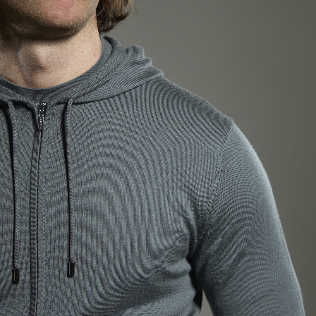 'Ravenna' Merino Zip Hoodie in Sage