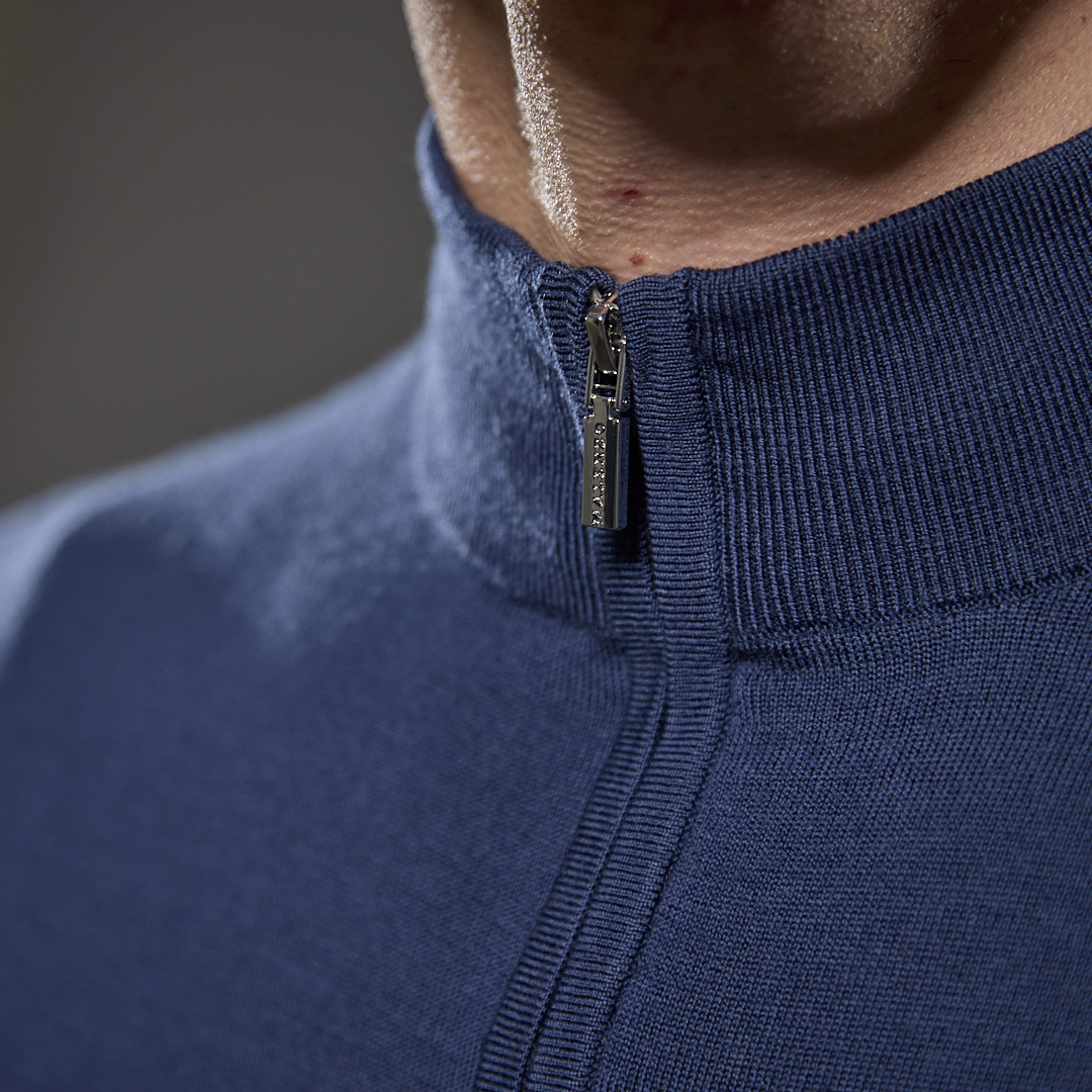 Slim Fit 'Amalfi' 1/4 Zip Pullover In Azure Blue