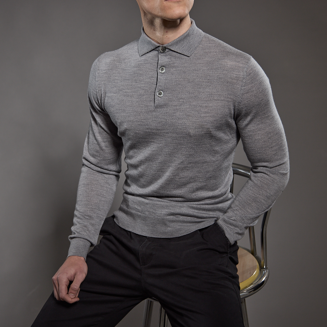 Slim Fit 'Palermo' Polo in Silver Marl