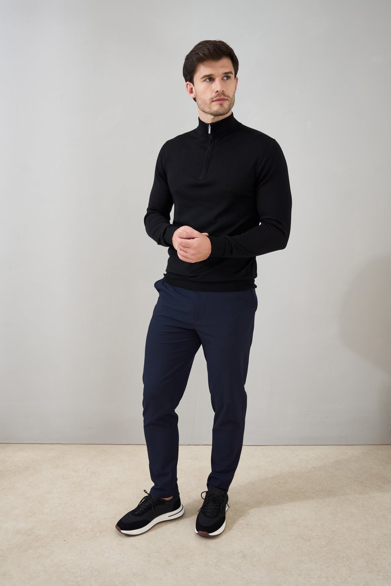 Slim Fit 'Amalfi' 1/4 Zip Pullover In Black