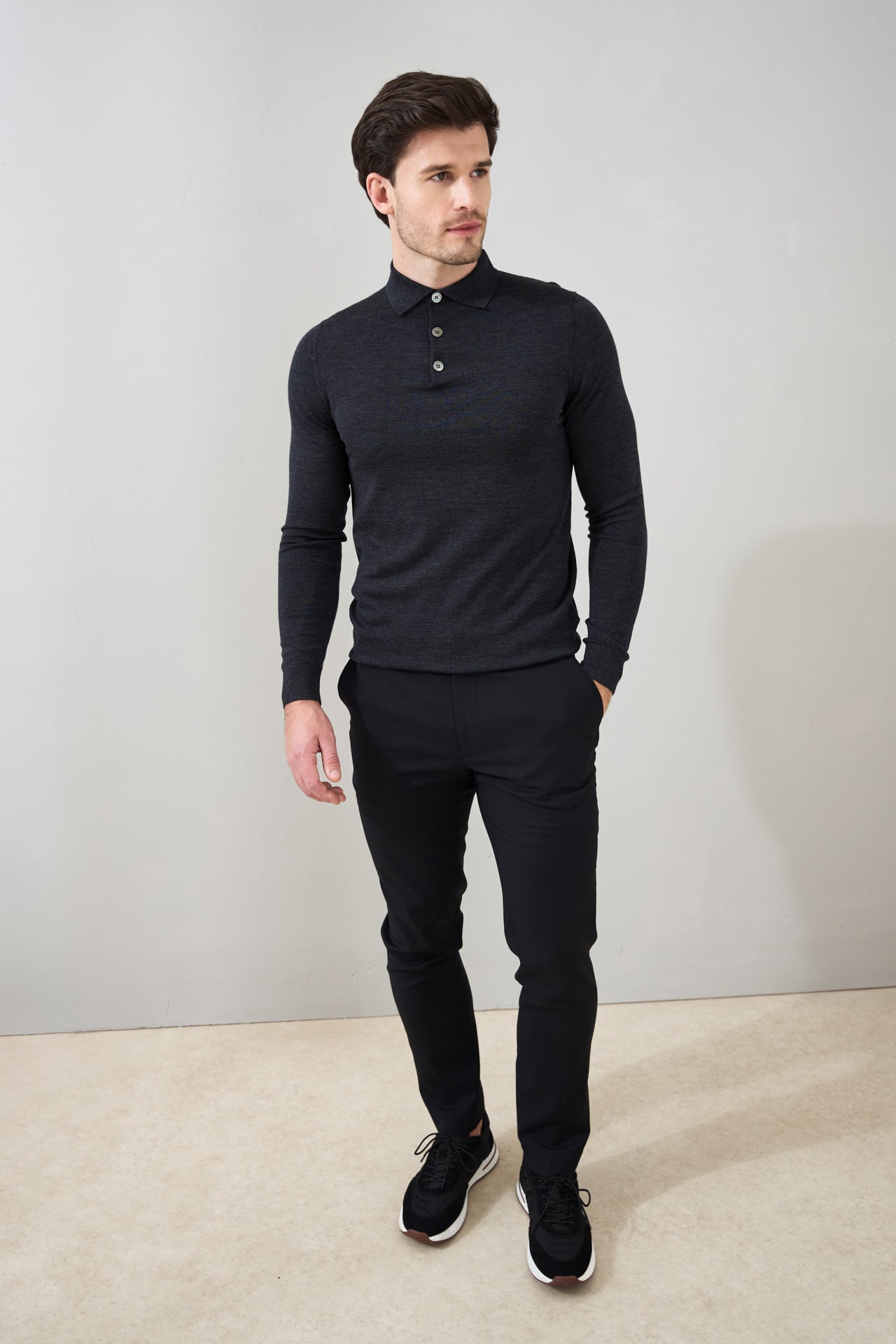 Slim Fit 'Palermo' Polo in Charcoal