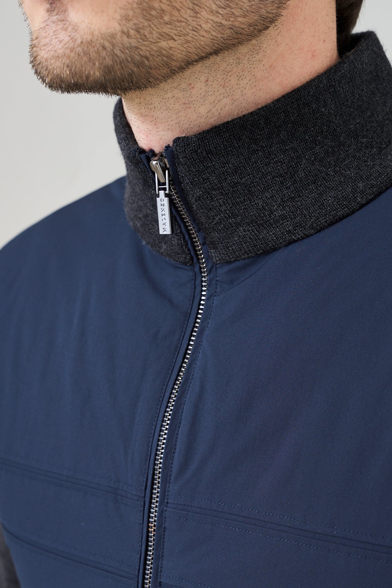 Merino Wool Contrast Hybrid Jacket