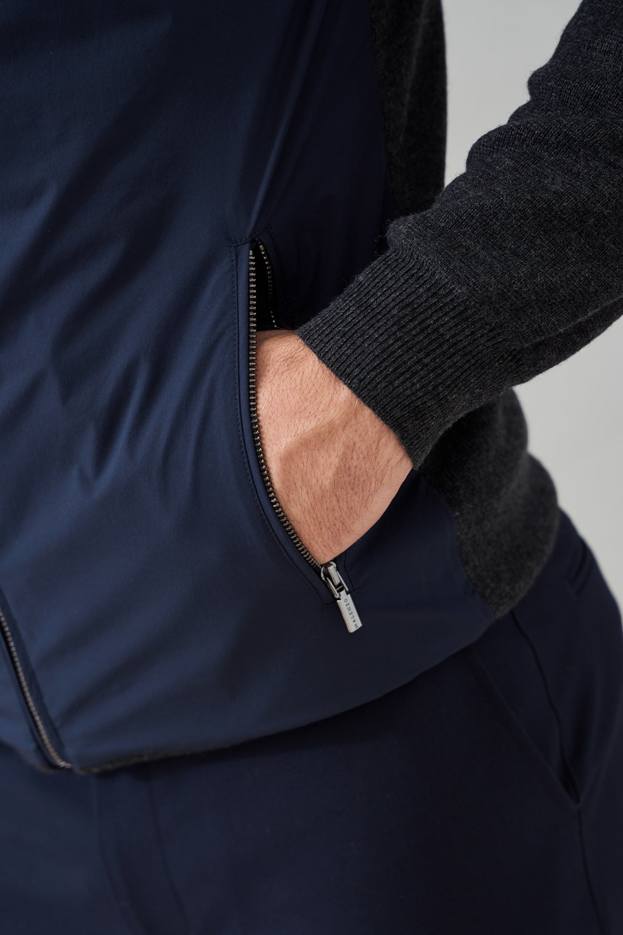 Merino Wool Contrast Hybrid Jacket
