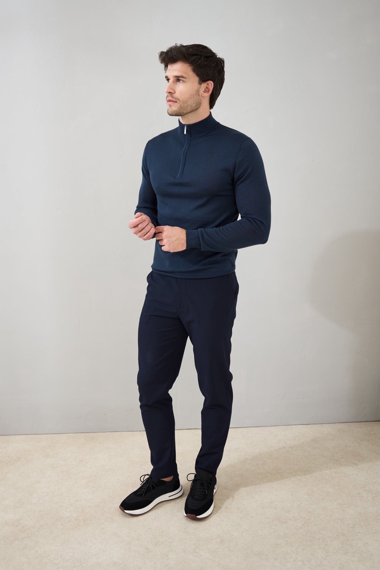 Slim Fit 'Amalfi' 1/4 Zip Pullover In Midnight Navy
