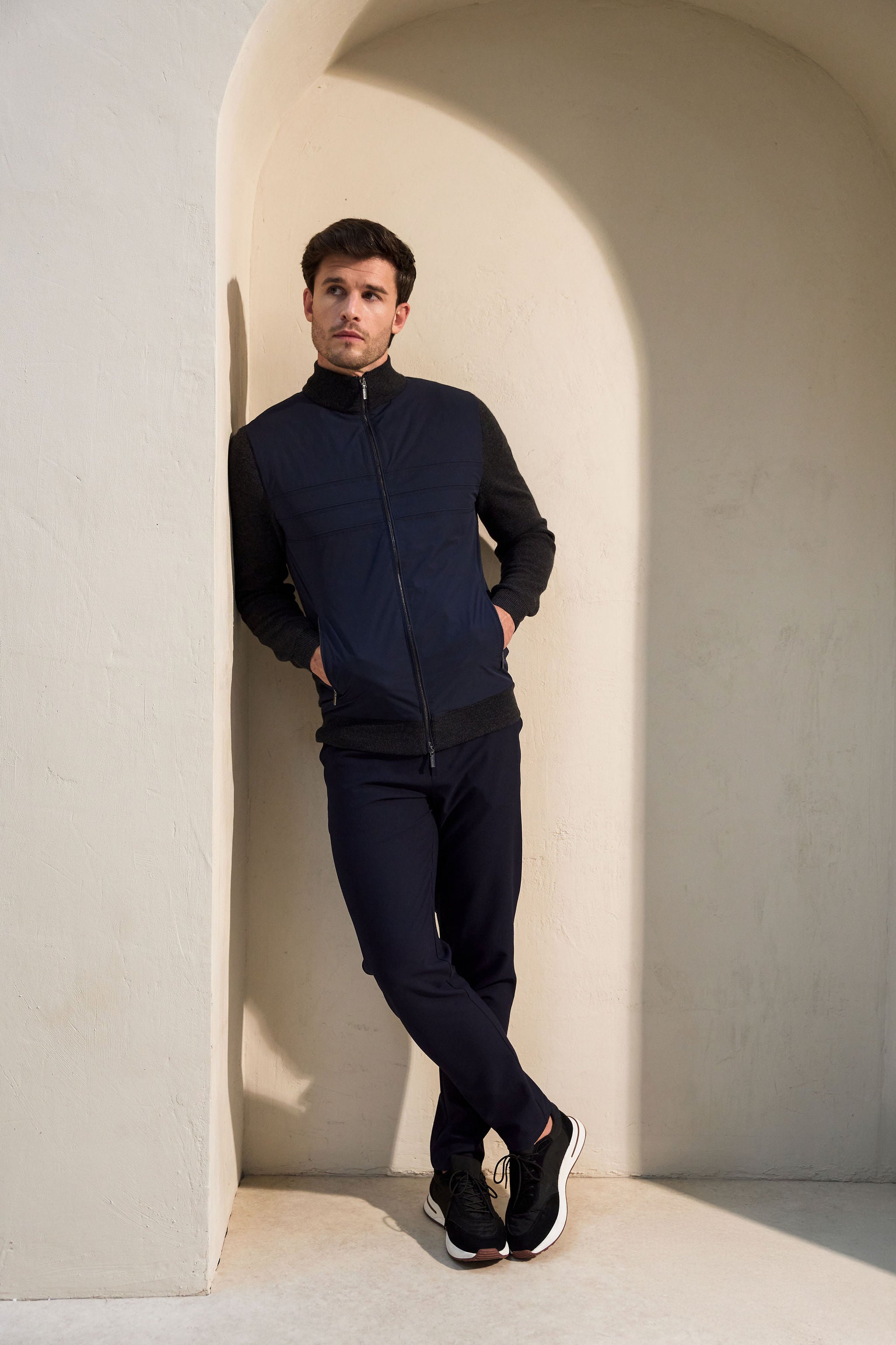 Merino Wool Contrast Hybrid Jacket