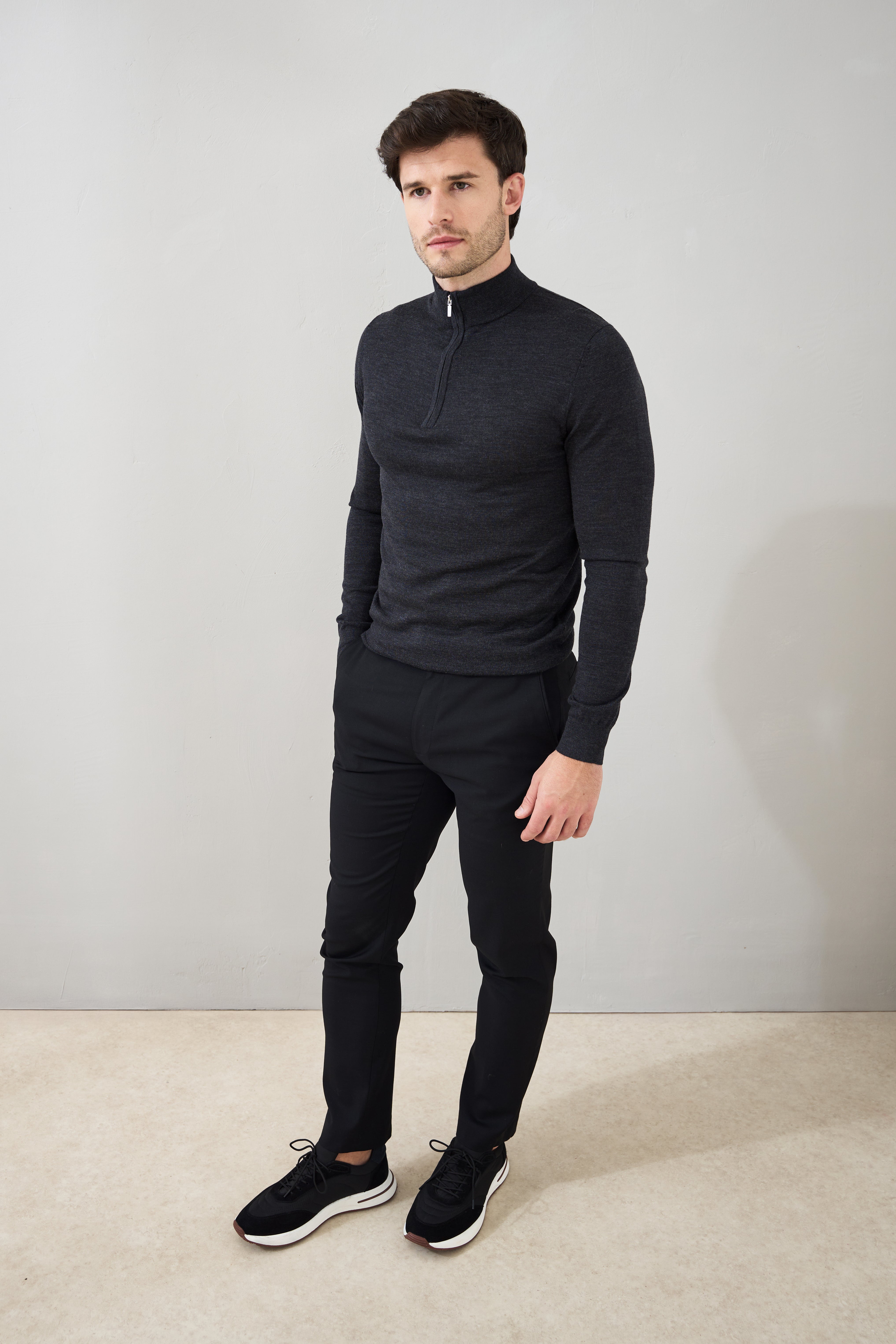 Slim Fit 'Amalfi' 1/4 Zip Pullover In Charcoal