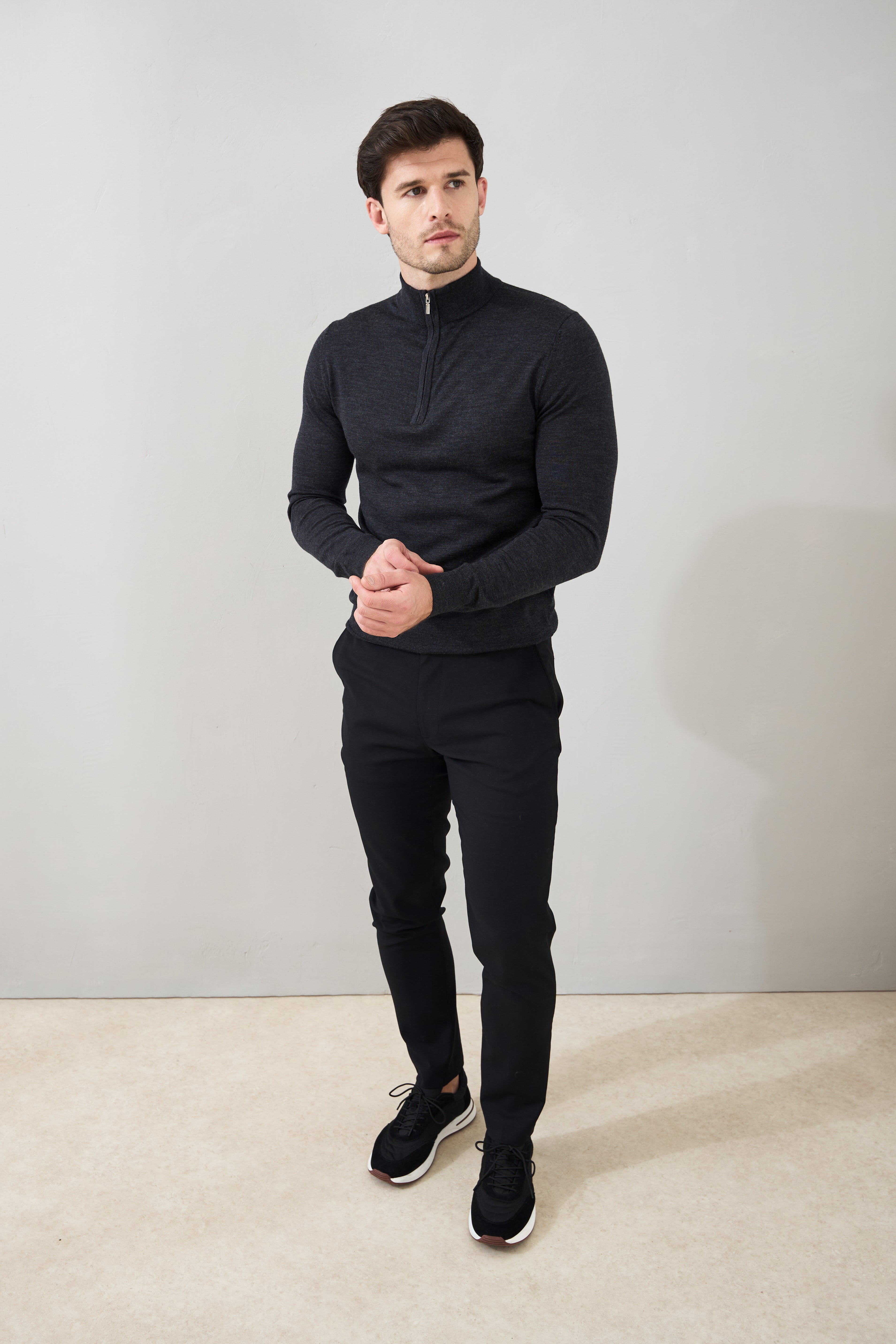 Slim Fit 'Amalfi' 1/4 Zip Pullover In Charcoal