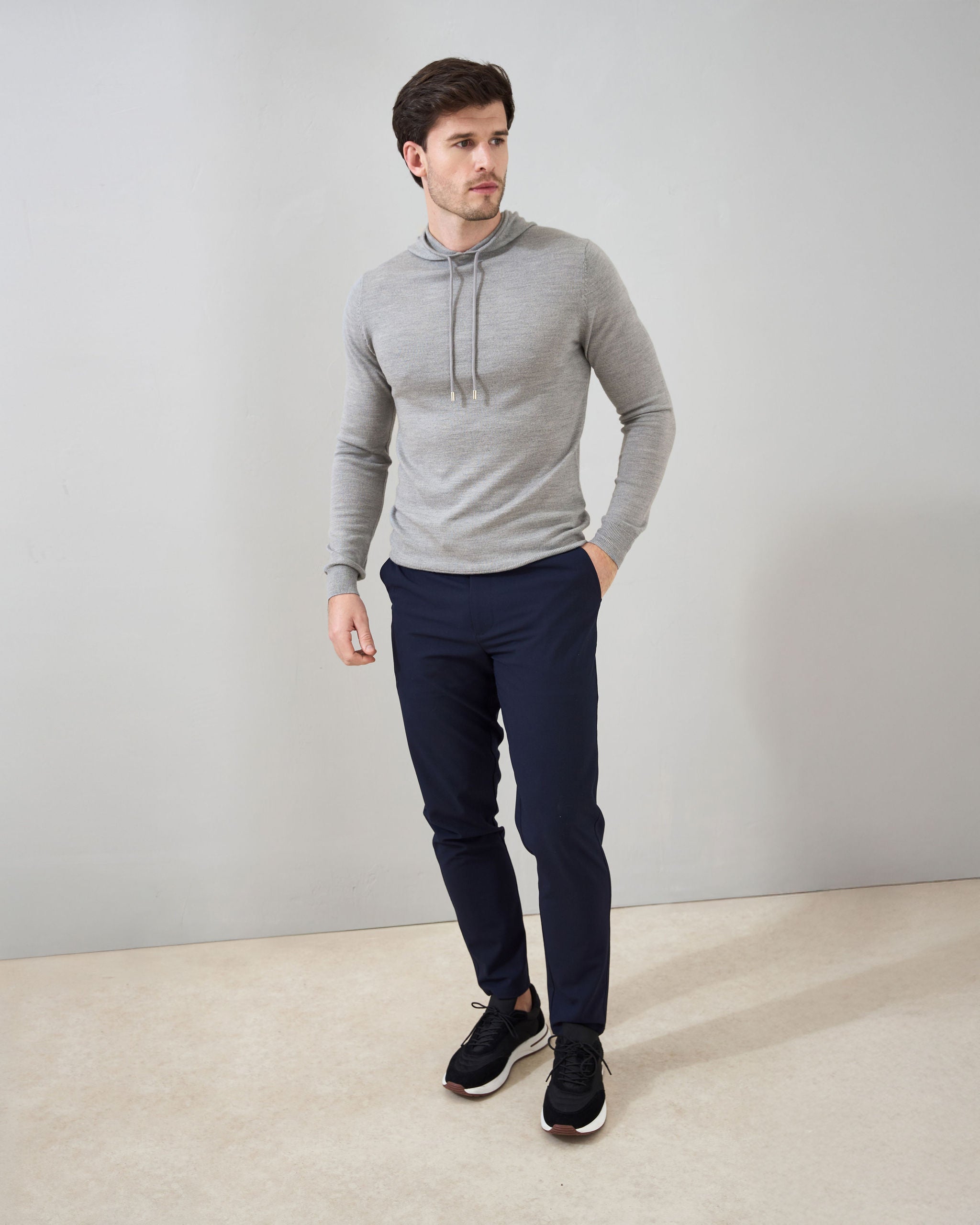 'Sorrento' Merino Hoodie in Silver Marl