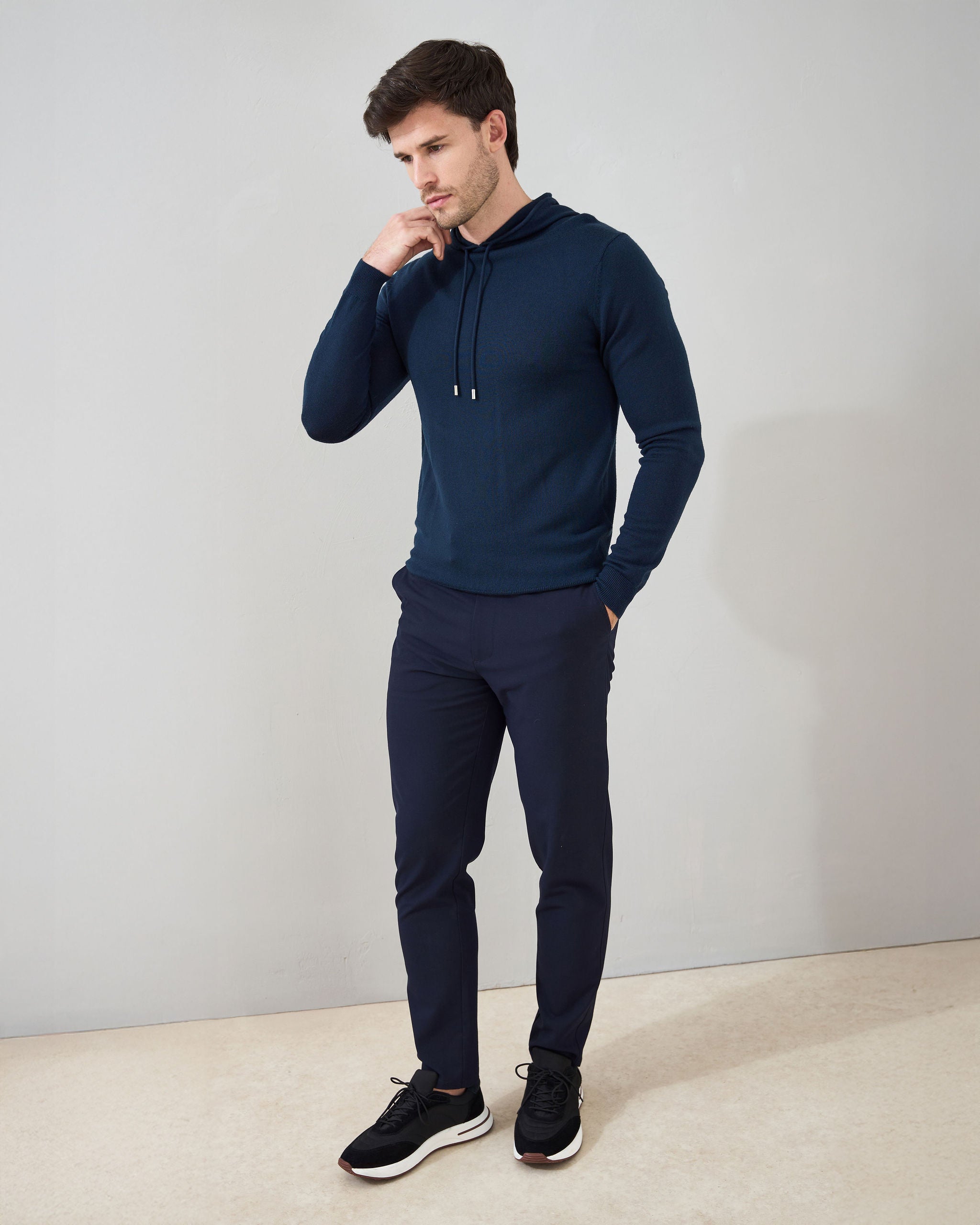 'Sorrento' Merino Hoodie in Navy