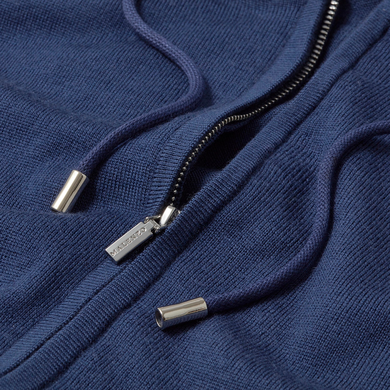 'Ravenna' Extra Fine Merino Zip Hoodie in Azure Blue