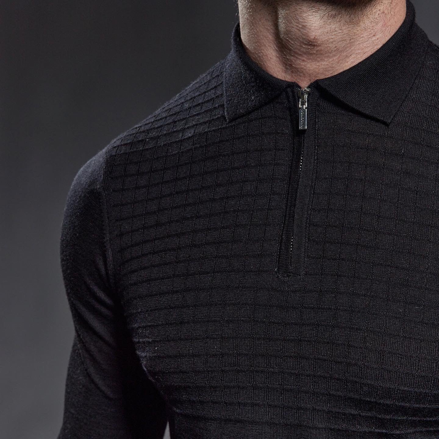Long Sleeved 'Florence' Polo in Black