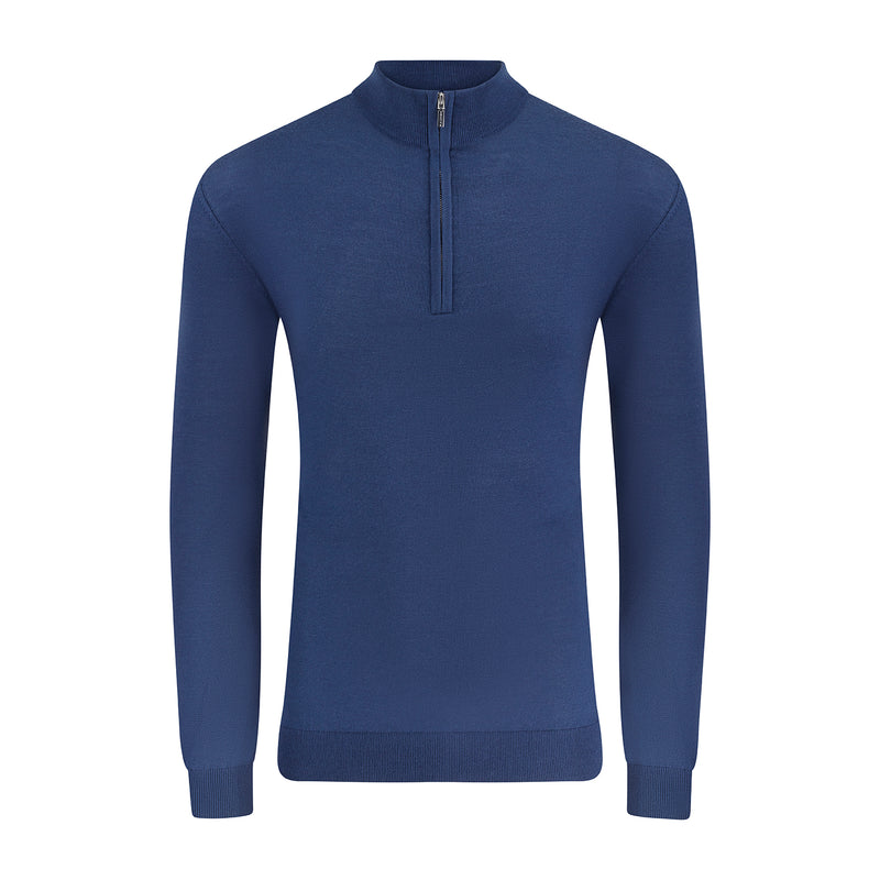 Slim Fit 'Amalfi' 1/4 Zip Pullover In Azure Blue