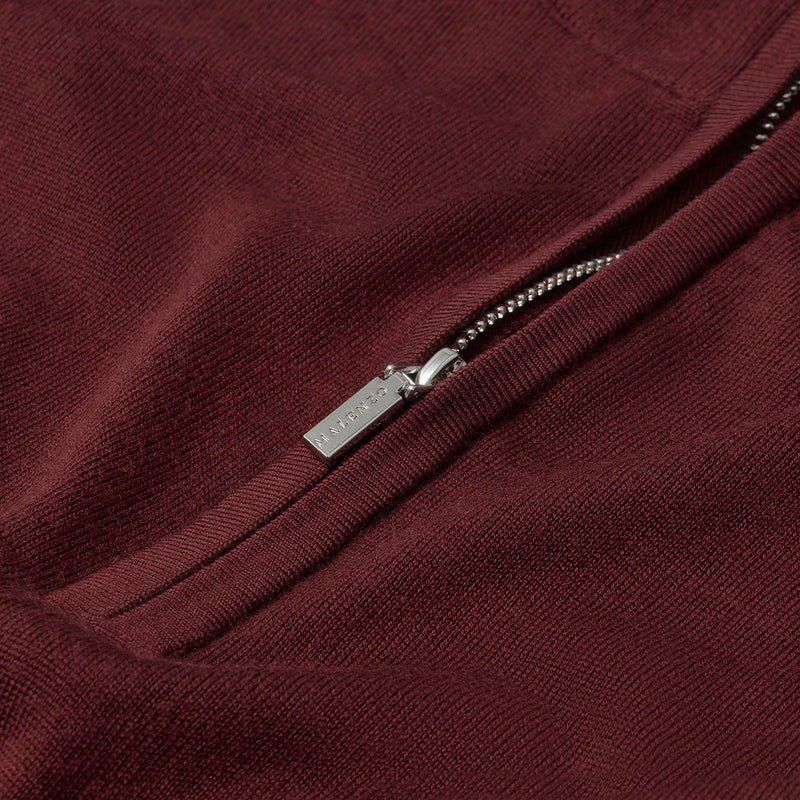 Slim Fit 'Amalfi' 1/4 Zip Pullover In Dark Burgundy