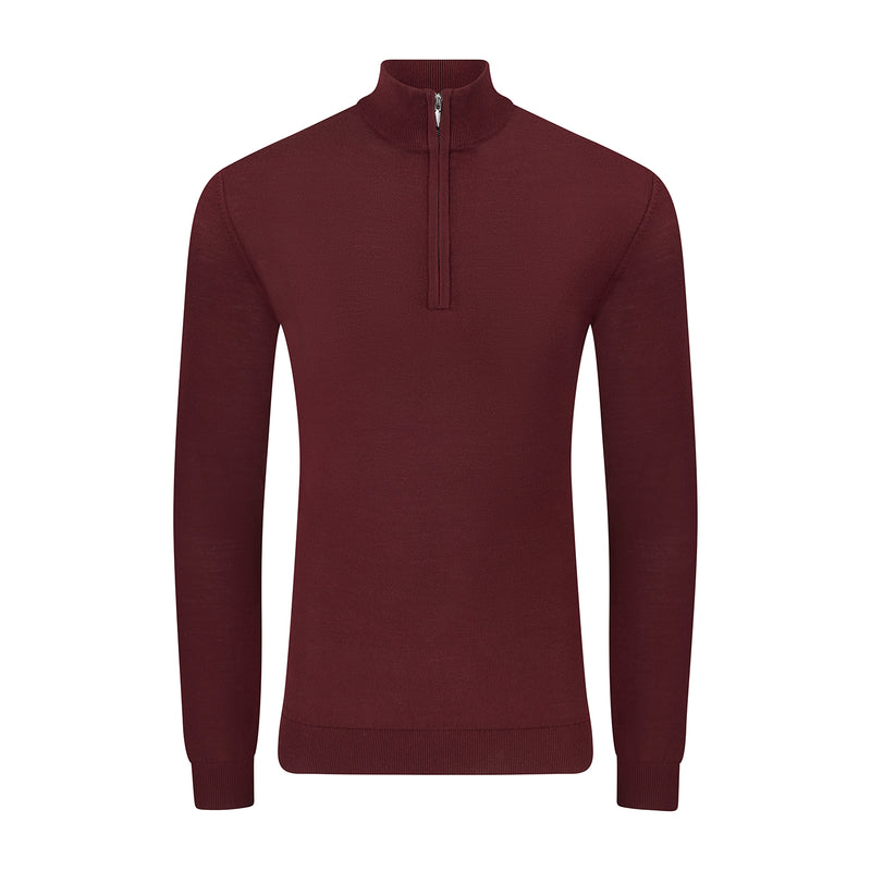 Slim Fit 'Amalfi' 1/4 Zip Pullover In Dark Burgundy