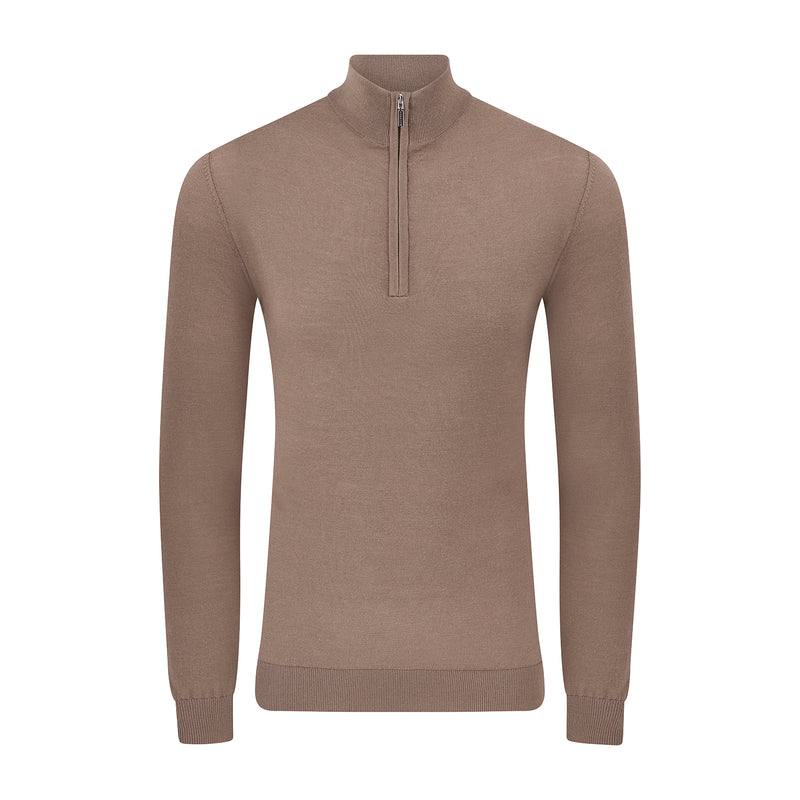 Slim Fit 'Amalfi' 1/4 Zip Pullover In Desert Brown