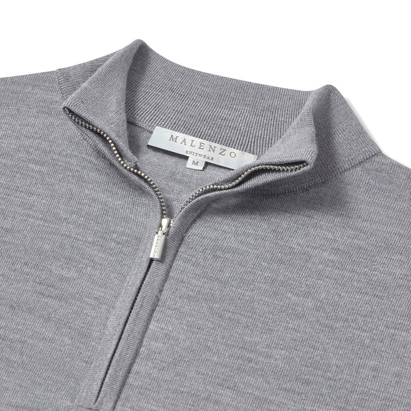 Slim Fit ‘Amalfi’ 1/4 Zip Pullover In Silver Marl