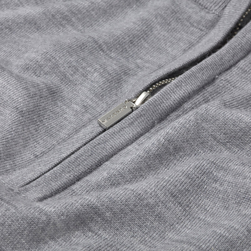 Slim Fit ‘Amalfi’ 1/4 Zip Pullover In Silver Marl