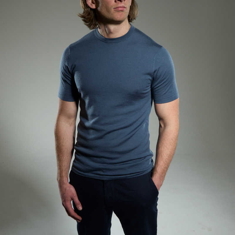 Slim Fit 'Capri' T-Shirt in Steel Blue