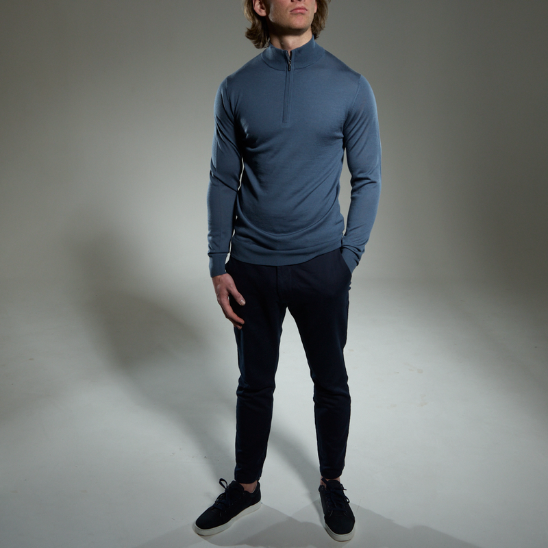 Slim Fit 'Amalfi' 1/4 Zip Pullover In Steel Blue