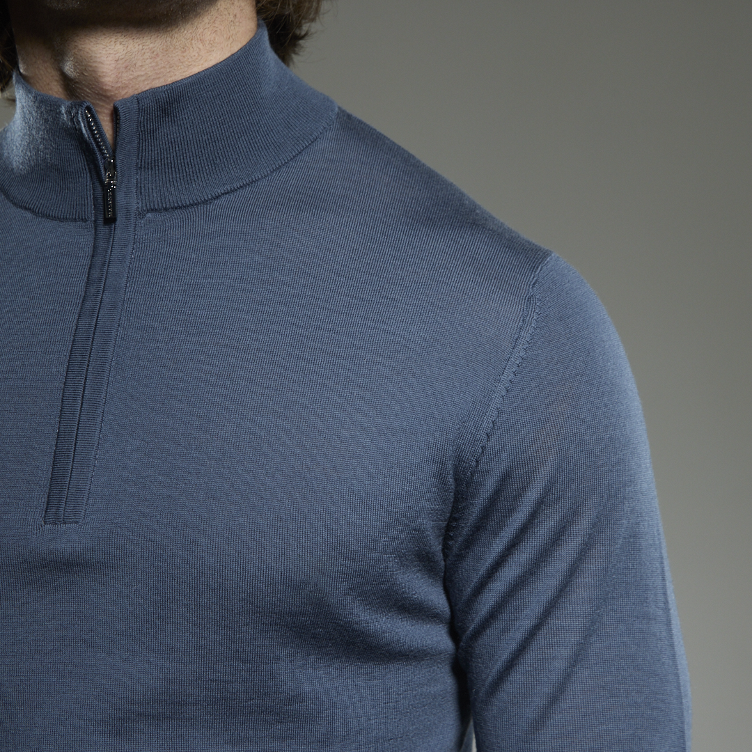 Slim Fit 'Amalfi' 1/4 Zip Pullover In Steel Blue