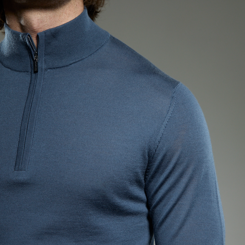 Slim Fit 'Amalfi' 1/4 Zip Pullover In Steel Blue