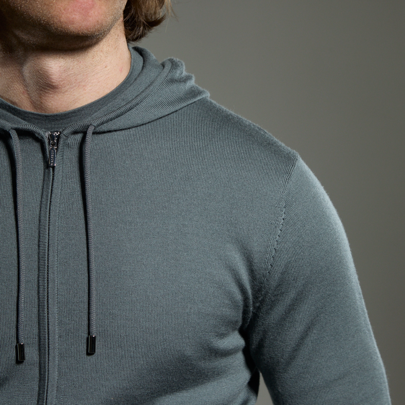 'Ravenna' Merino Zip Hoodie in Sage