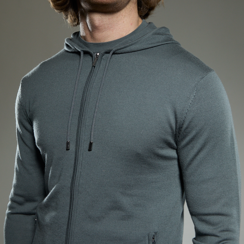 'Ravenna' Merino Zip Hoodie in Sage