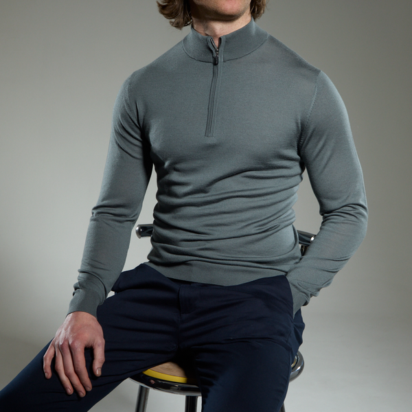 Slim Fit ‘Amalfi’ 1/4 Zip Pullover In Sage