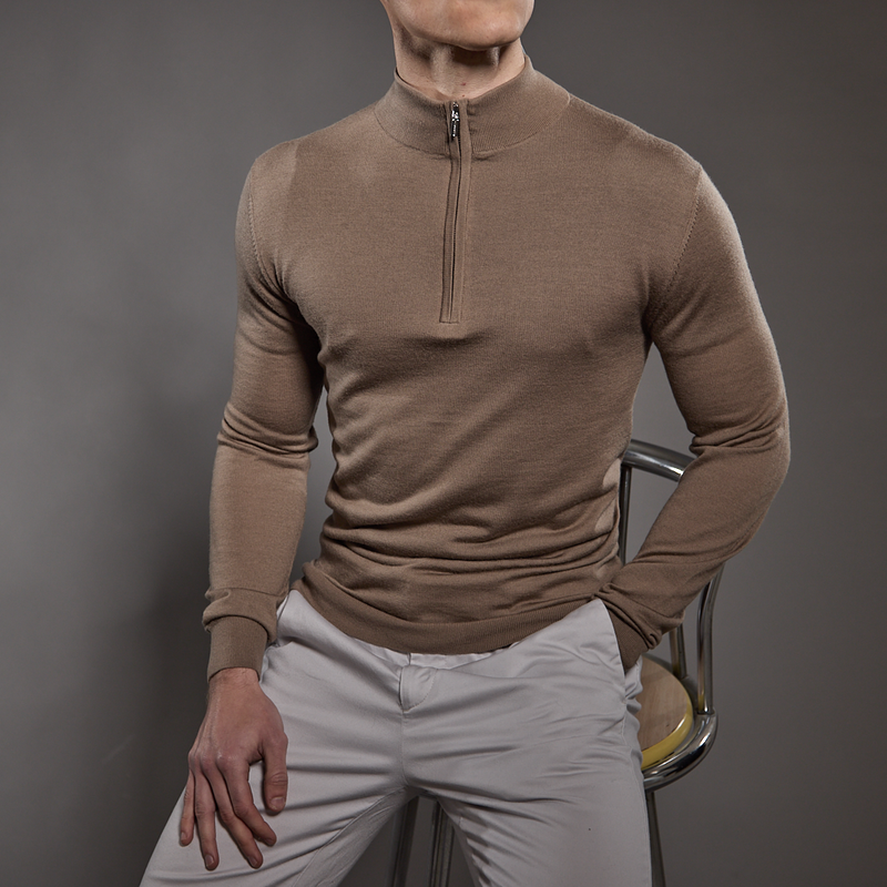 Slim Fit 'Amalfi' 1/4 Zip Pullover In Desert Brown