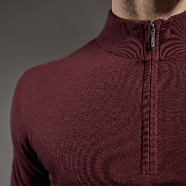 Slim Fit 'Amalfi' 1/4 Zip Pullover In Dark Burgundy