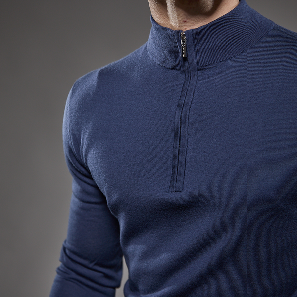 Slim Fit 'Amalfi' 1/4 Zip Pullover In Azure Blue