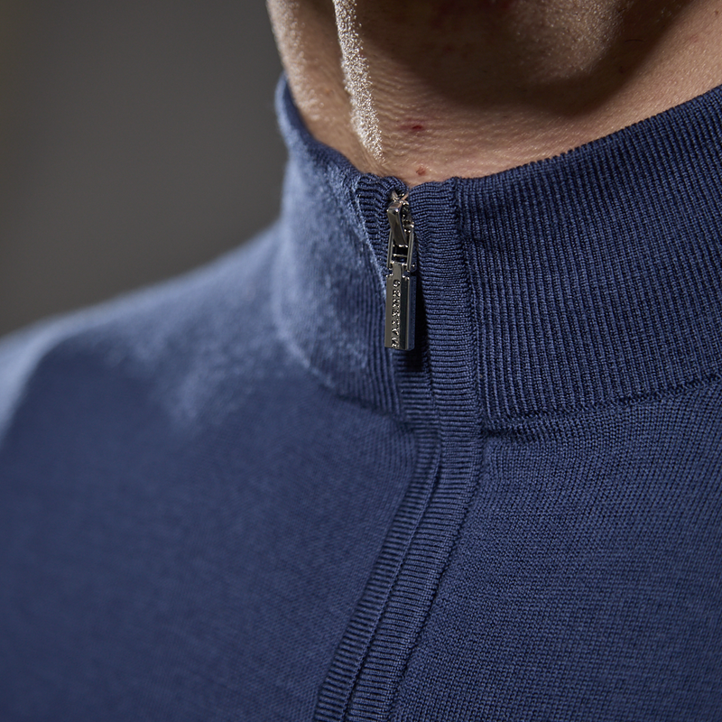 Slim Fit 'Amalfi' 1/4 Zip Pullover In Azure Blue