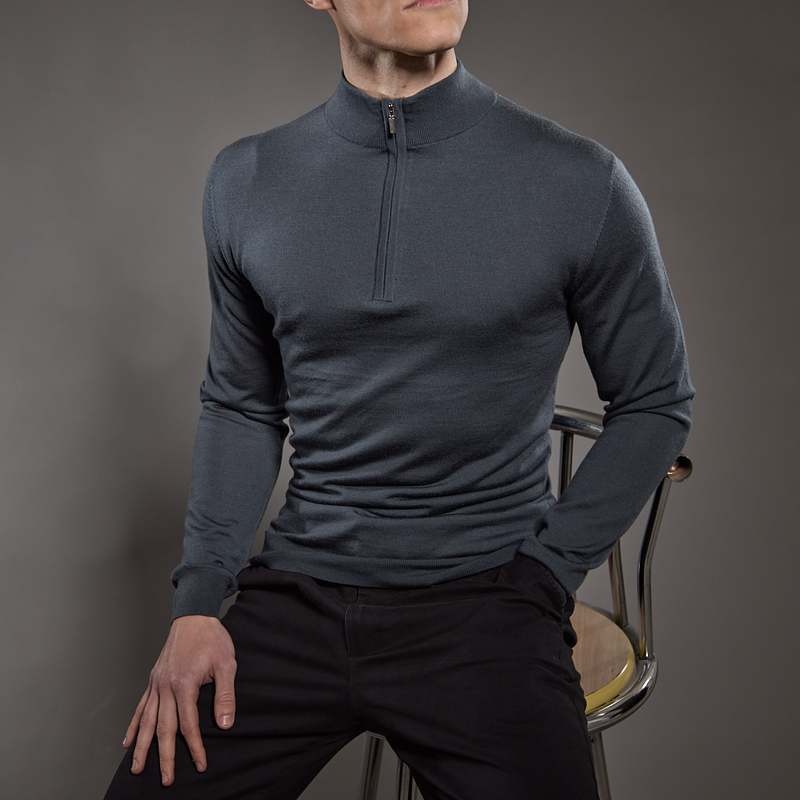 Slim Fit 'Amalfi' 1/4 Zip Pullover In Steel Grey