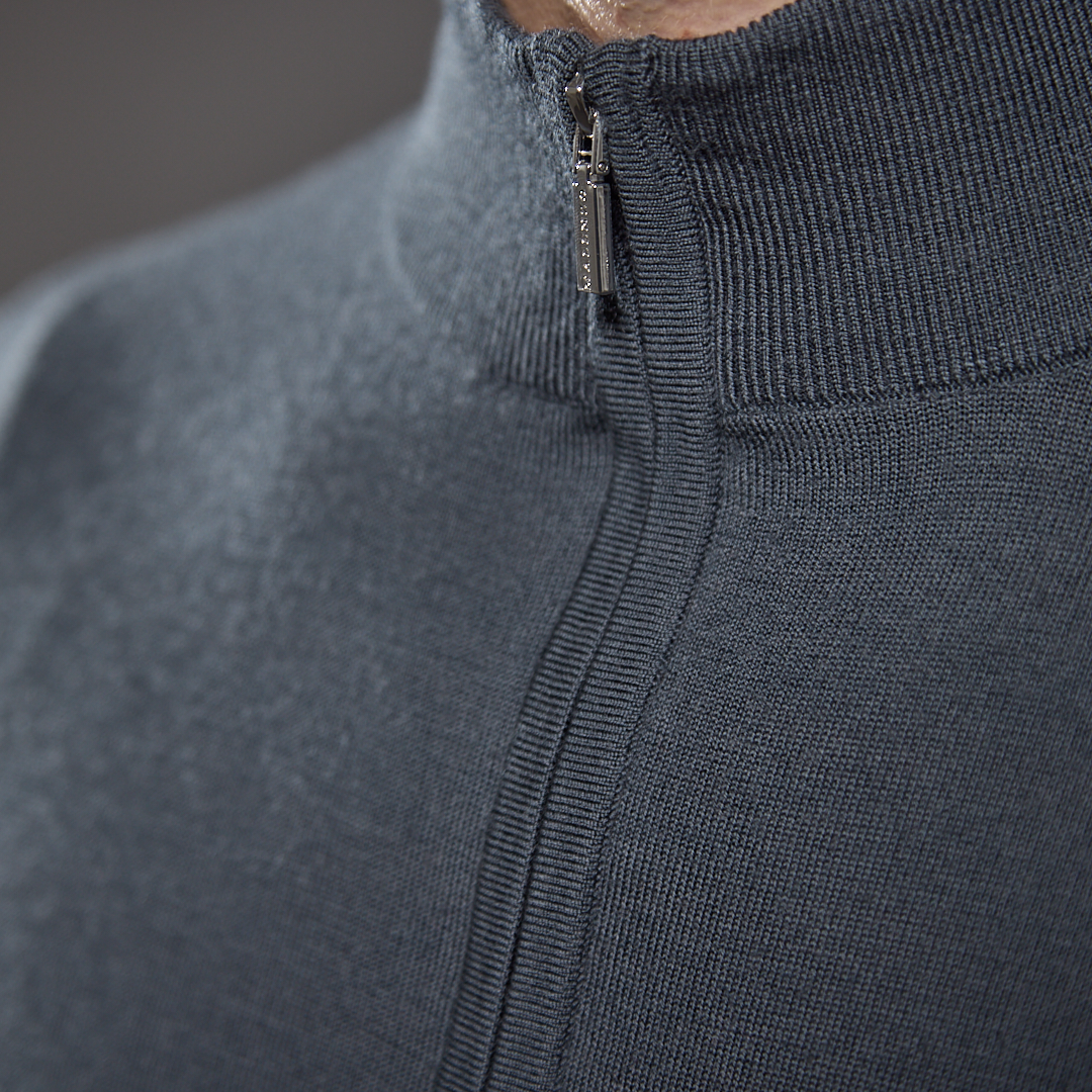 Slim Fit 'Amalfi' 1/4 Zip Pullover In Steel Grey