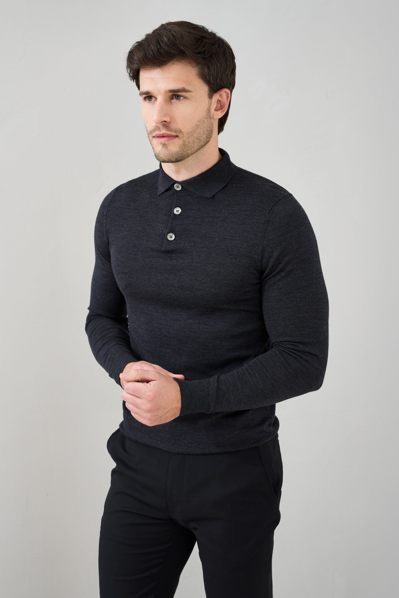 Slim Fit 'Palermo' Polo in Charcoal