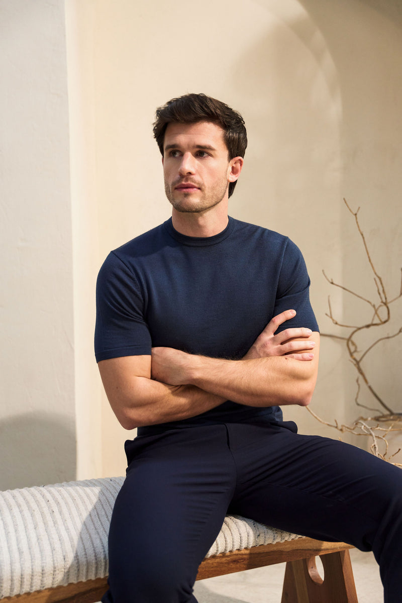 Slim Fit 'Capri' T-Shirt in Midnight Navy
