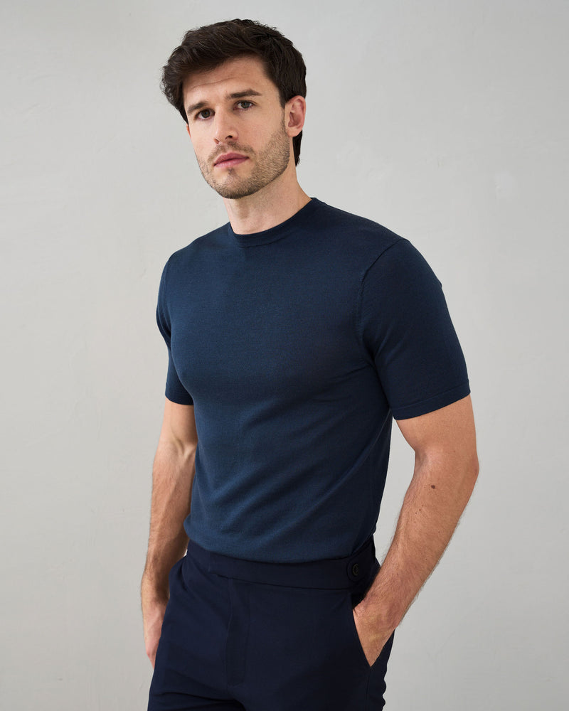 Slim Fit 'Capri' T-Shirt in Midnight Navy
