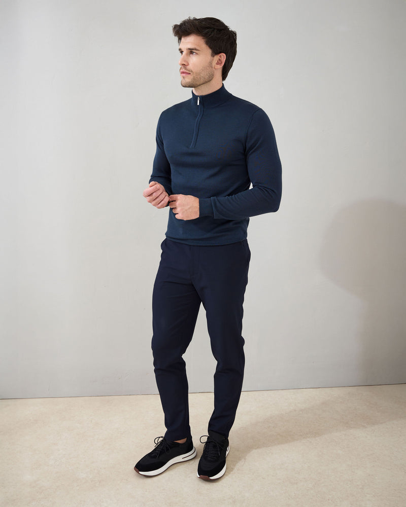 Slim Fit 'Amalfi' 1/4 Zip Pullover In Midnight Navy