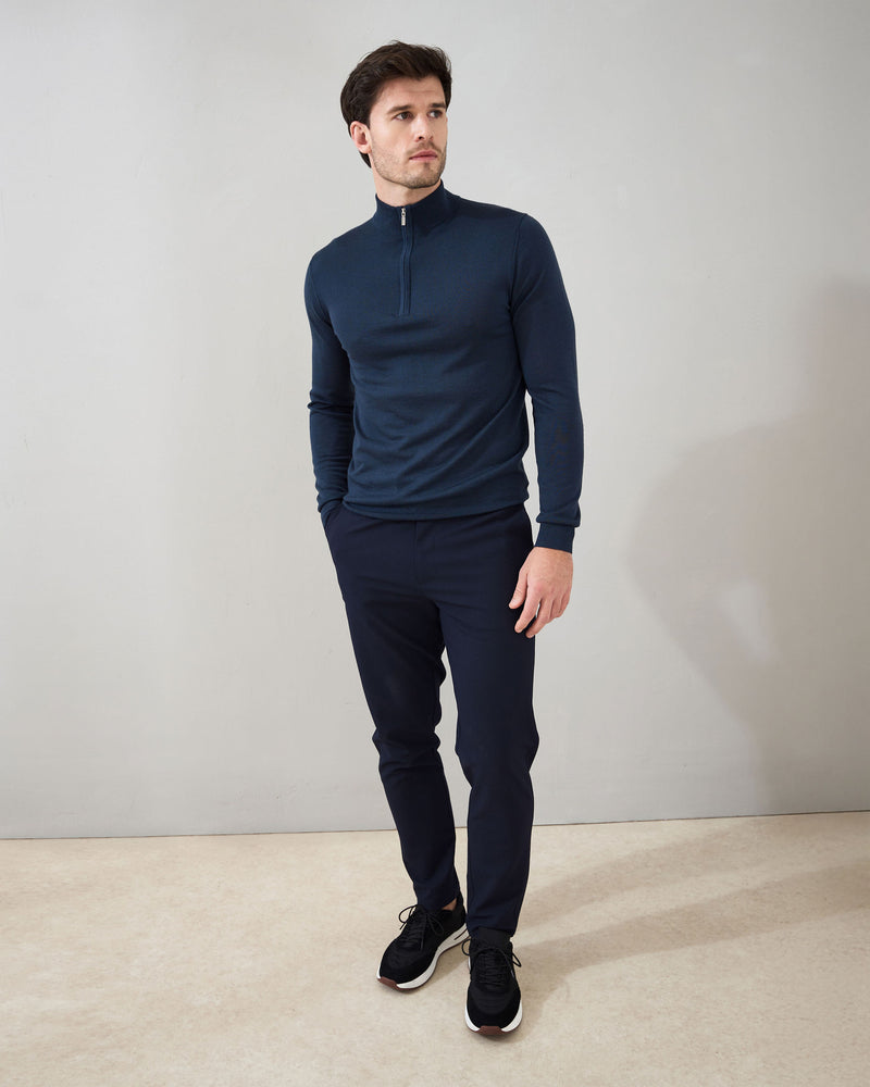 Slim Fit 'Amalfi' 1/4 Zip Pullover In Midnight Navy