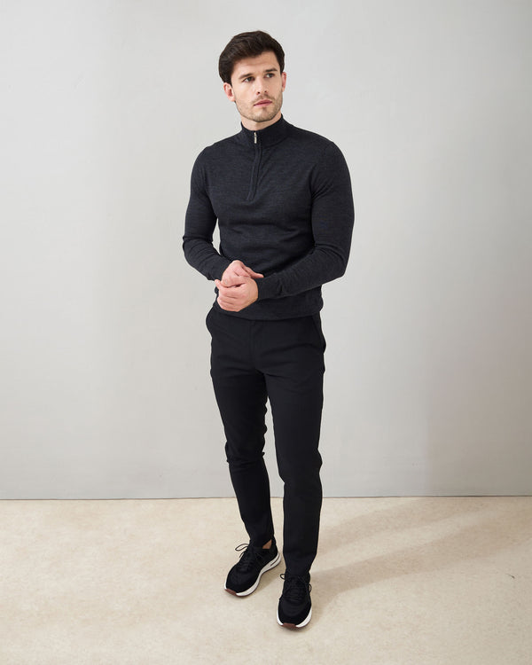 Slim Fit 'Amalfi' 1/4 Zip Pullover In Charcoal