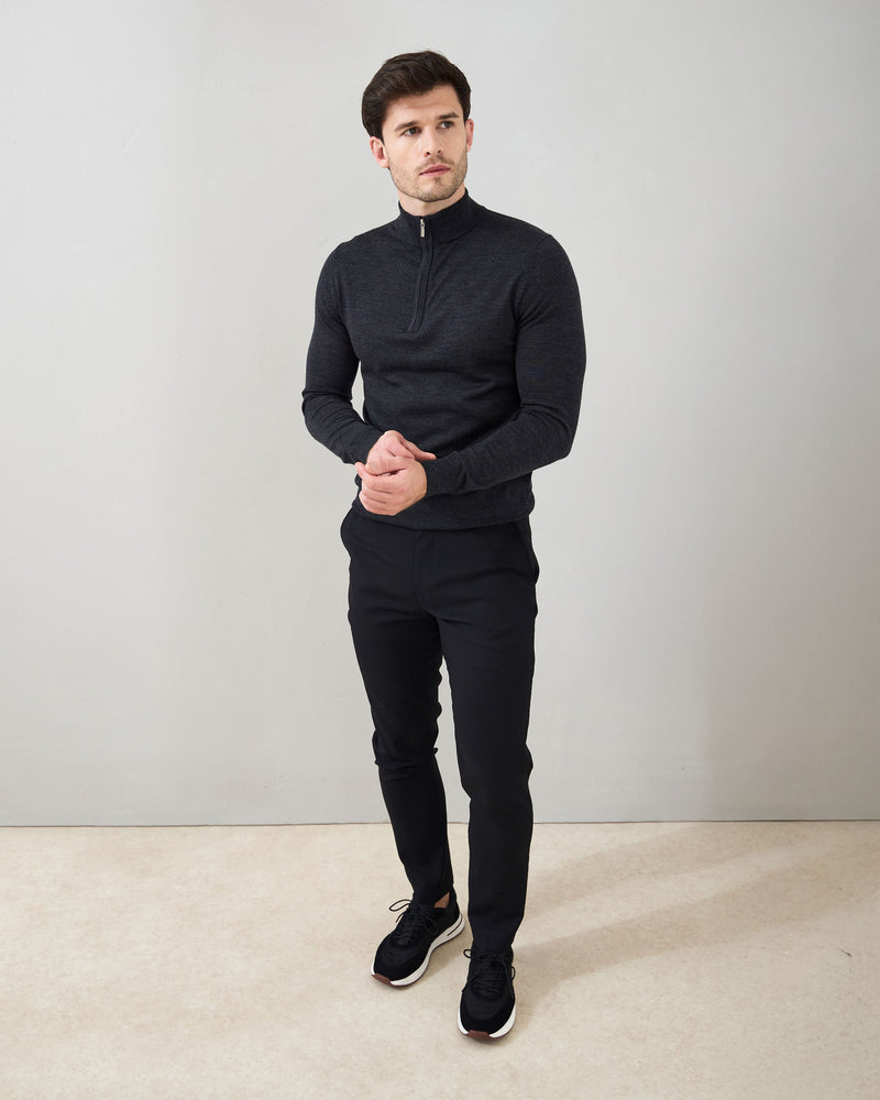 Slim Fit 'Amalfi' 1/4 Zip Pullover In Charcoal