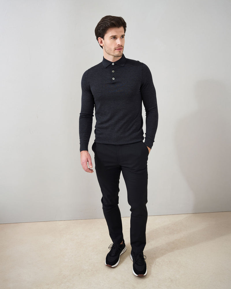 Slim Fit 'Palermo' Polo in Charcoal