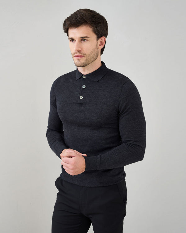 Slim Fit 'Palermo' Polo in Charcoal