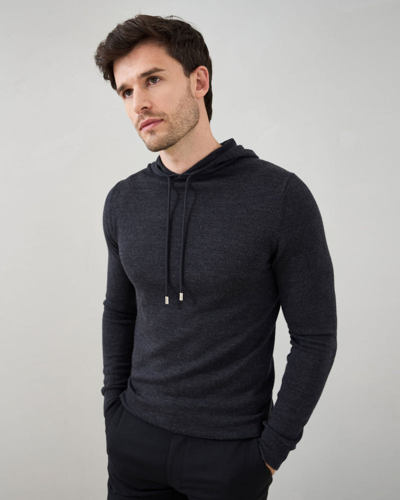 'Sorrento' Merino Hoodie in Charcoal
