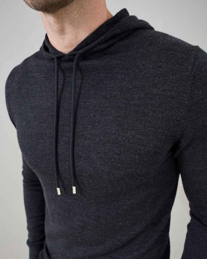 'Sorrento' Merino Hoodie in Charcoal