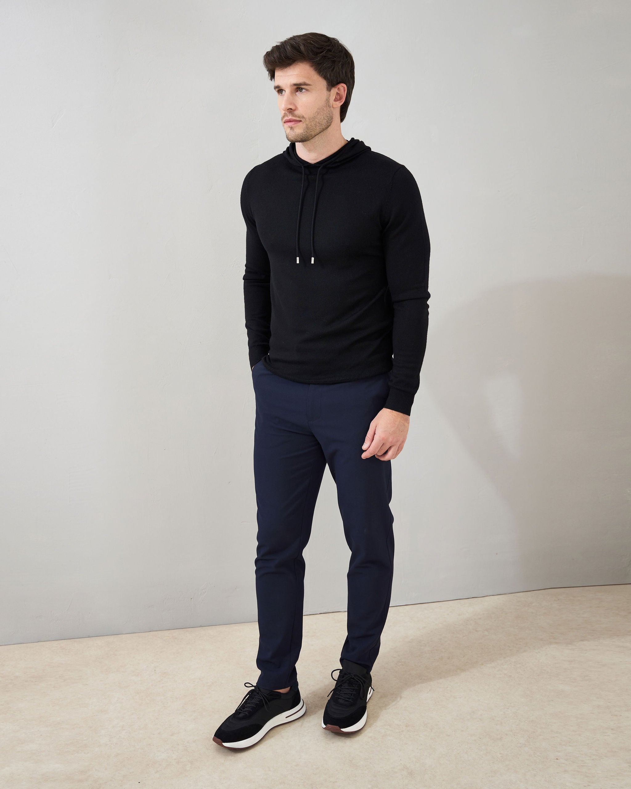 'Sorrento' Merino Hoodie in Black