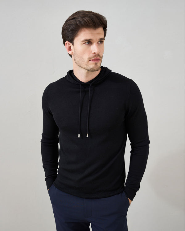 'Sorrento' Merino Hoodie in Black