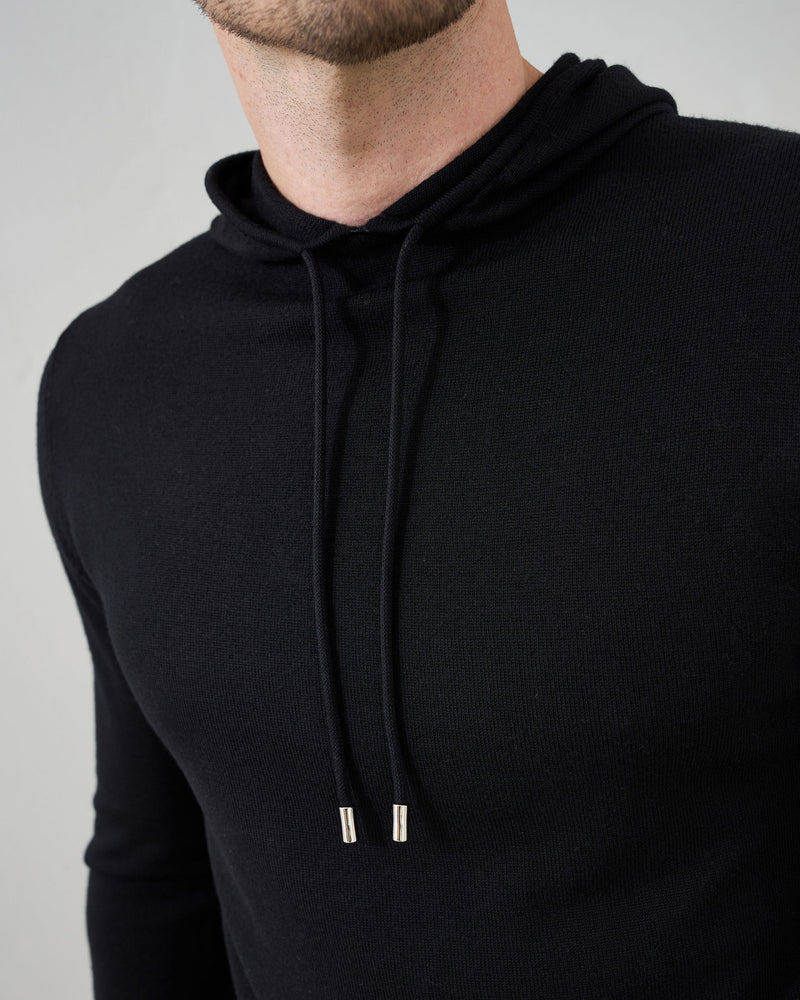 'Sorrento' Merino Hoodie in Black