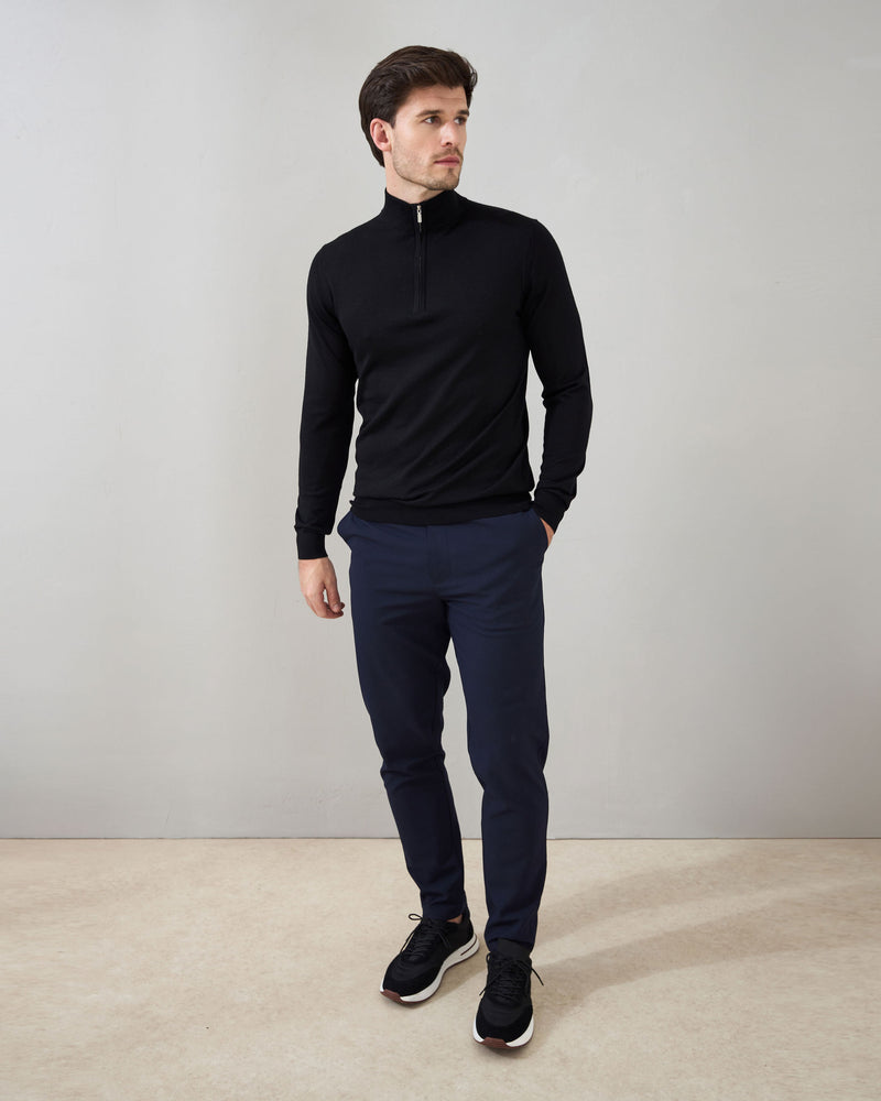Slim Fit 'Amalfi' 1/4 Zip Pullover In Black
